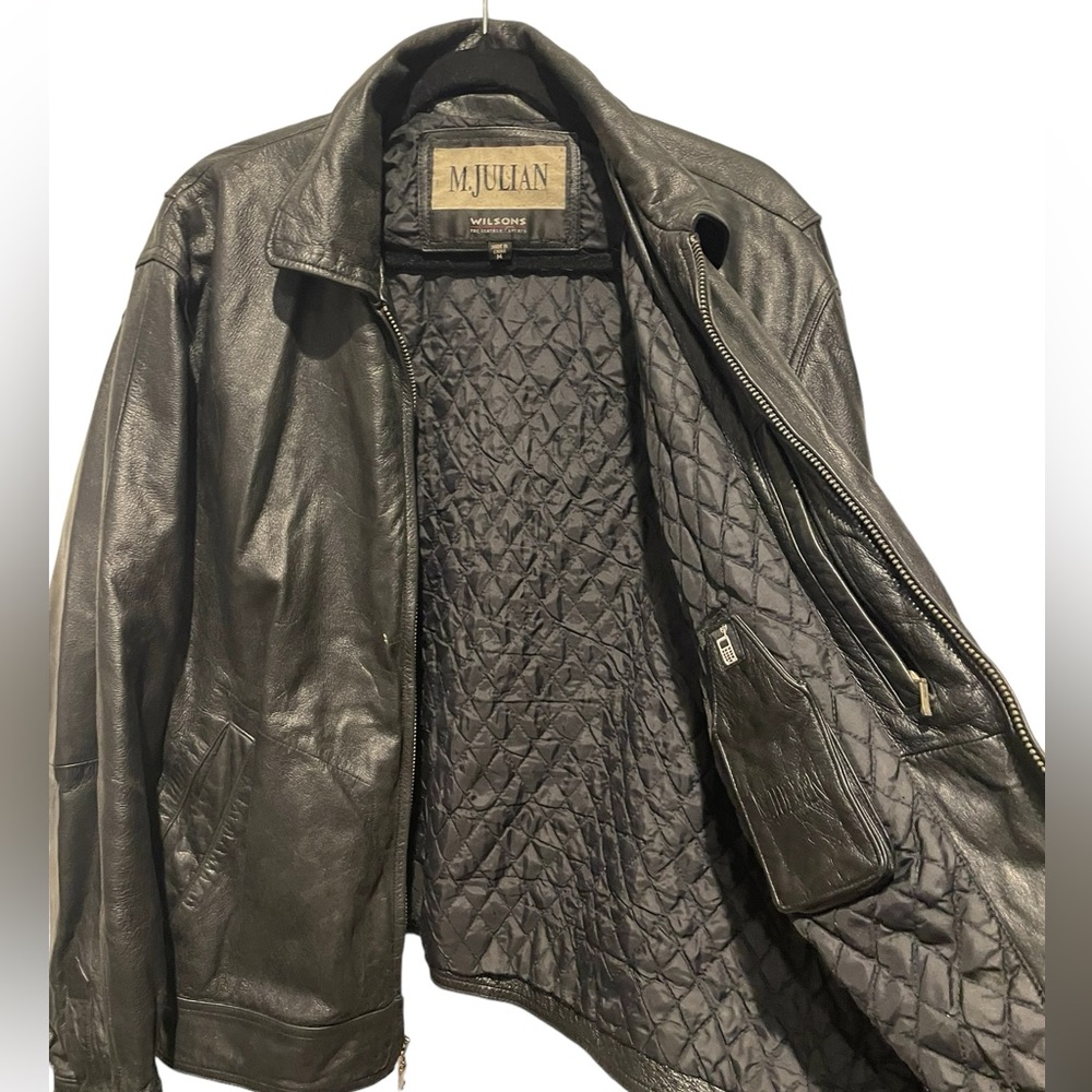 Vintage M.Julian Wilson Men Black Leather Jacket Thinsulate Lining M